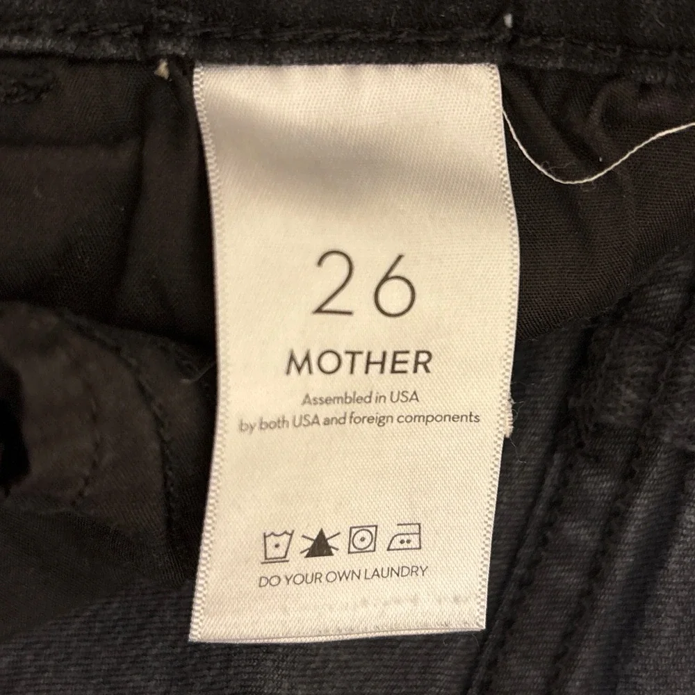 MOTHER Hustler Ankle Fray Jeans Not Guilty Black Women Size 26 High Waist‎ Denim